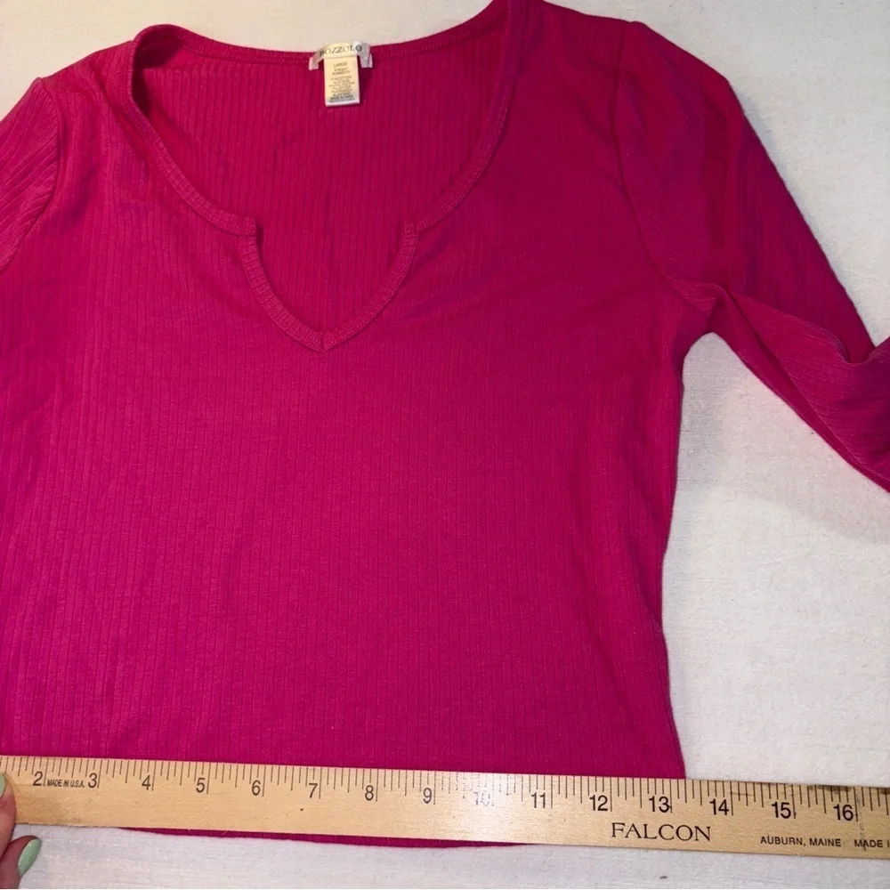 Bozzolo Pink Ribbed Crop Top Large - Picture 3 of 6
